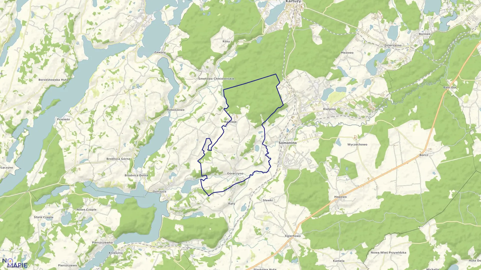 Mapa obrębu Goręczyno w gminie Somonino