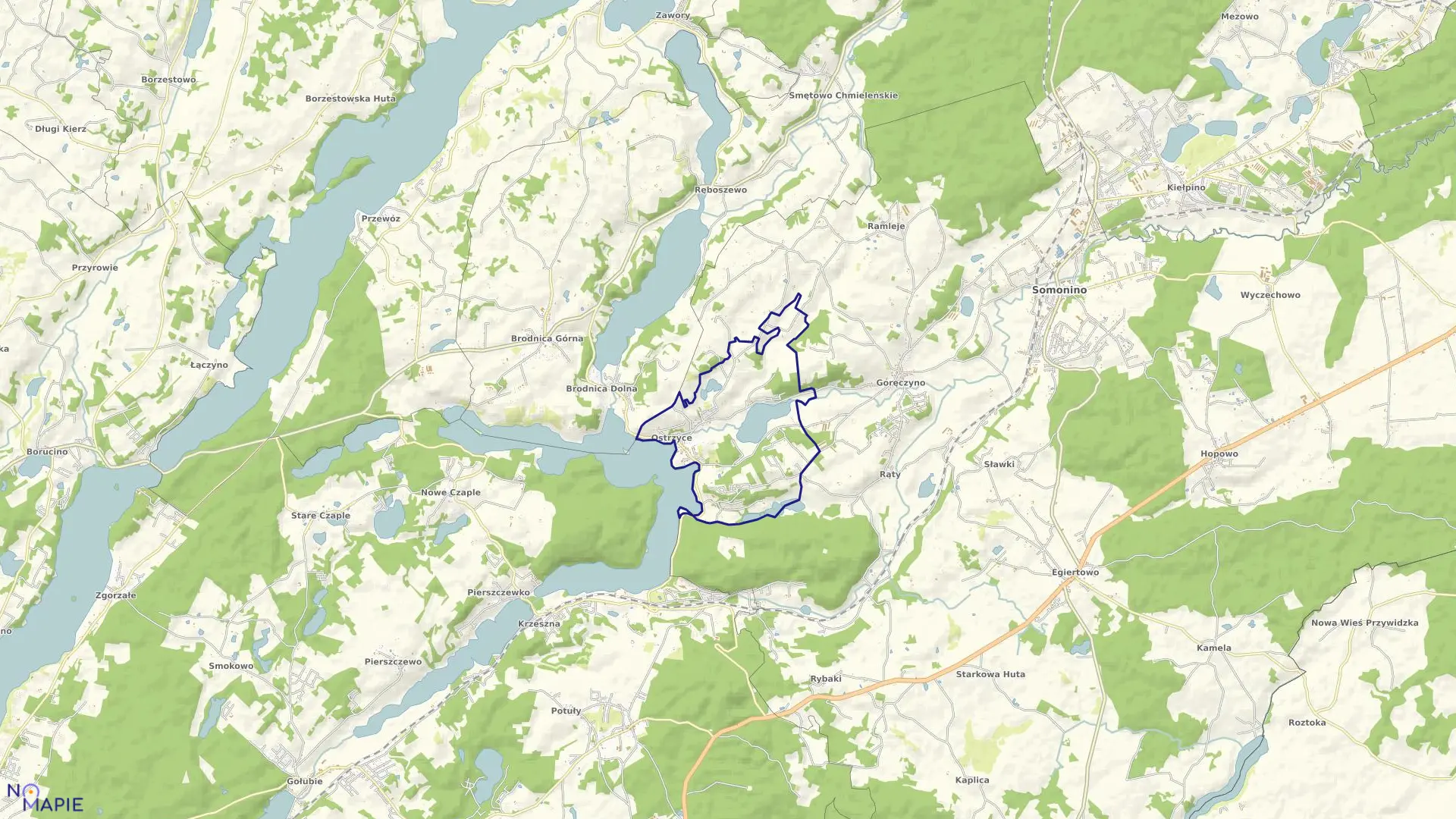 Mapa obrębu Ostrzyce w gminie Somonino