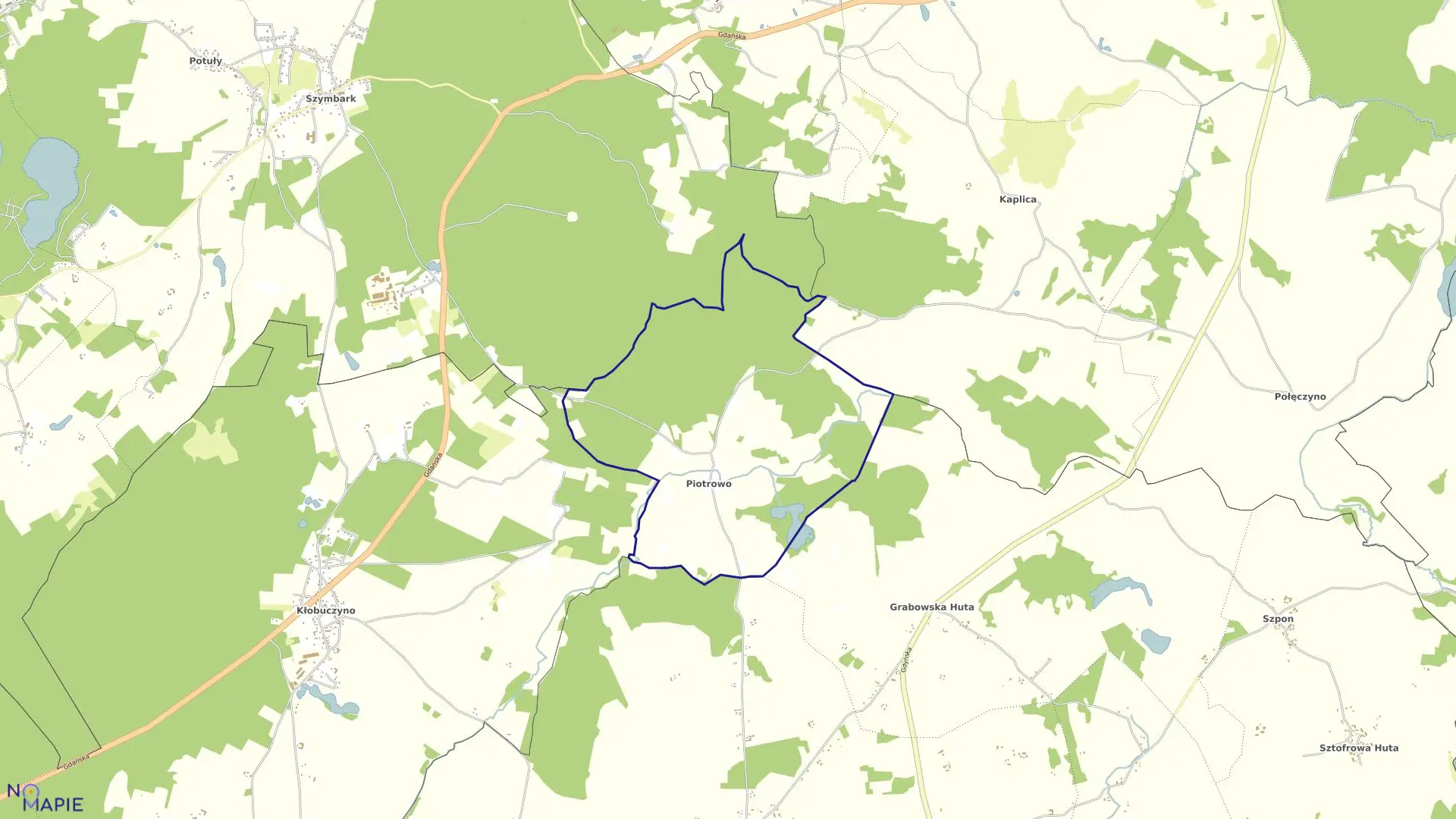 Mapa obrębu Piotrowo w gminie Somonino