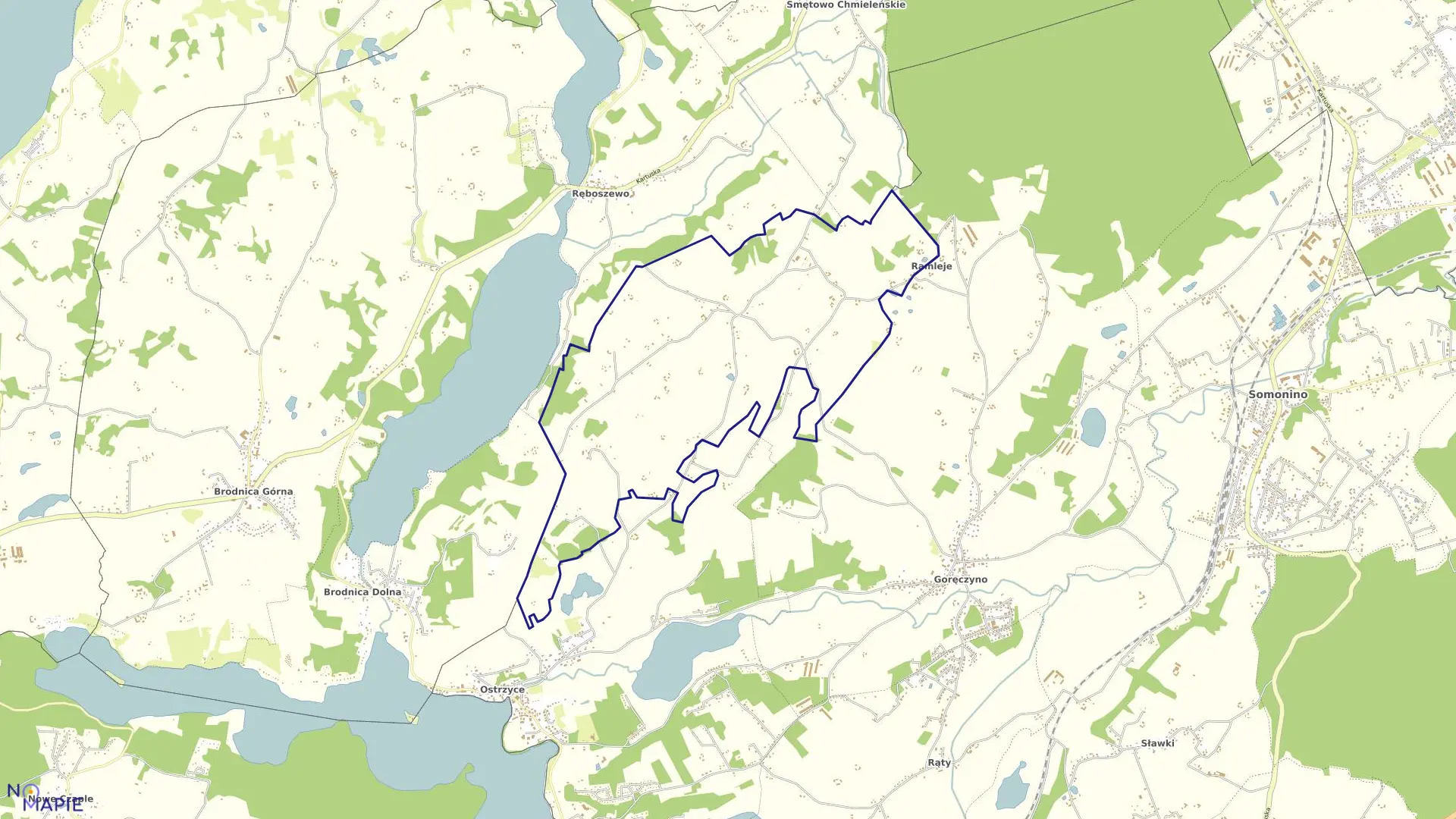 Mapa obrębu Ramleje w gminie Somonino